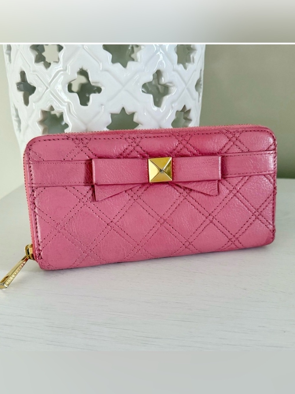 Marc Jacobs Pink Quilted Leather Long Wallet